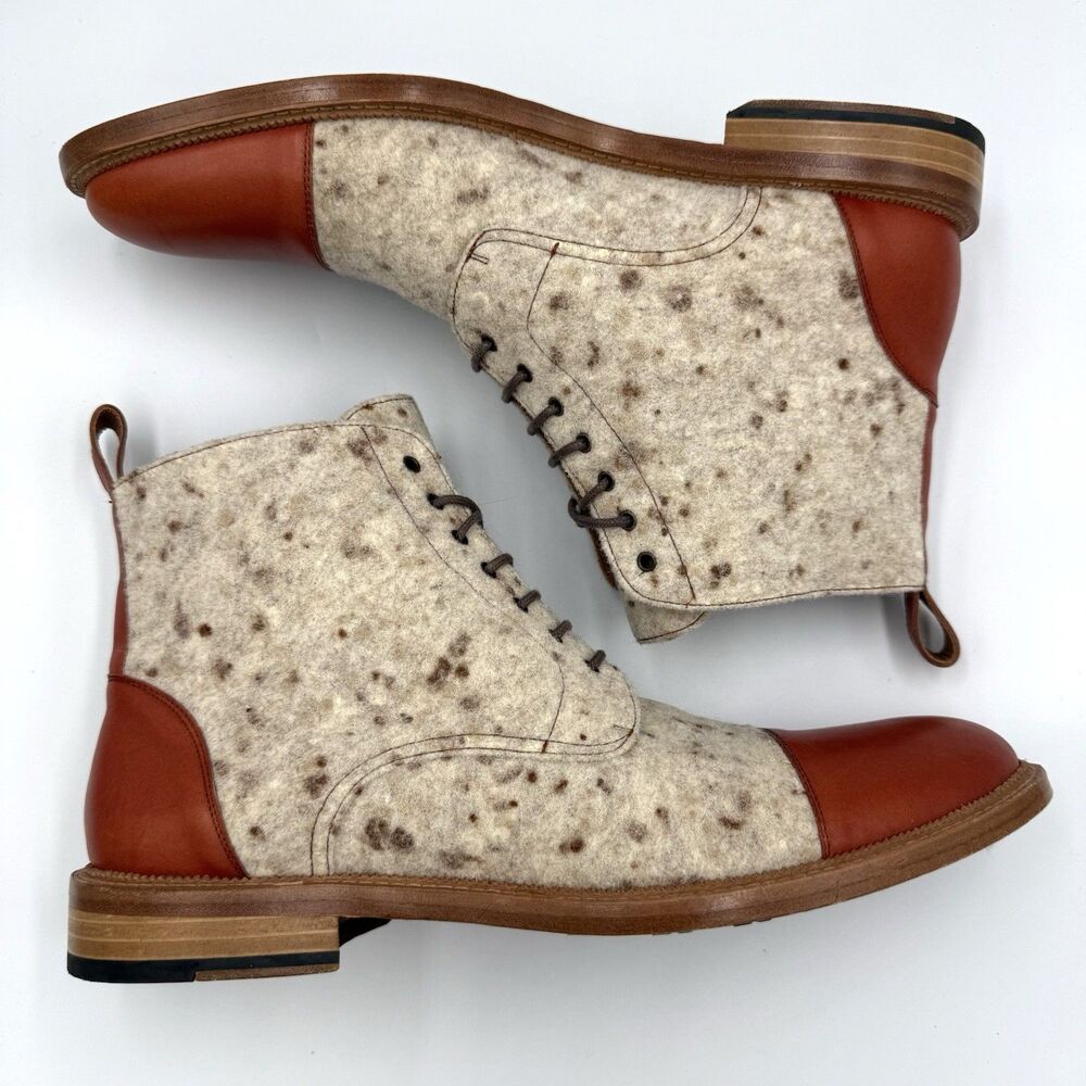 Taft The Jack Boot Men’s US 12 EU 45 Calico Wool Calfskin Cap Toe Lace Up Spain